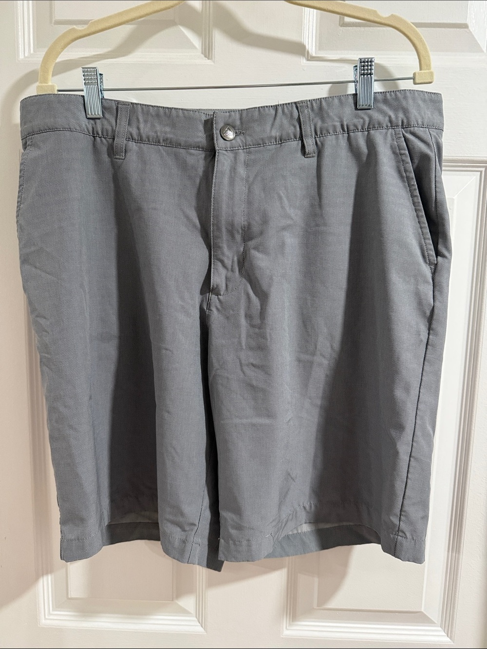 adidas Men's Flat-Front Light Gray Shorts